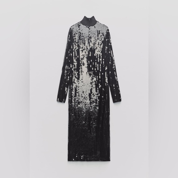 ZARA LONG LIMITED EDITION SEQUIN DRESS - Picture 10 of 13